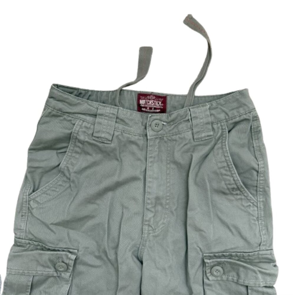 Matchstick Mens Cargo Pants Size 29 Small Workwear Drawstring Pockets Army Green - Picture 3 of 6